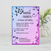 Muziek vlinder bladeren blauw & Paarse hout bruilo Kaart (Staand voorkant)