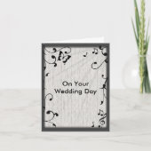 Muziek vlinder bladeren grijs & zwart hout bruilof kaart (Voorkant)