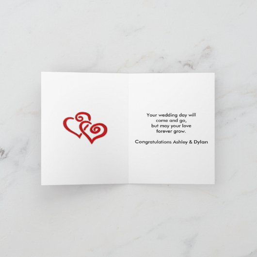 Muziek vlinder bladeren grijs & zwart hout bruilof kaart (Binnen)