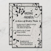 Muziek vlinder bladeren grijs & zwart hout bruilof kaart (Voorkant / Achterkant)