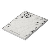 Muziek vlinder bladeren grijs & zwart hout bruilof notitieblok (Linkerzijde)