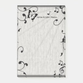 Muziek vlinder bladeren grijs & zwart hout bruilof post-it® notes (Voorkant)
