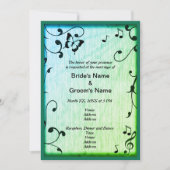 Muziek vlinder bladeren groen hout bruiloft kaart (Voorkant)