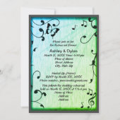 Muziek vlinder bladeren groen hout bruiloft kaart (Voorkant)