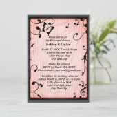 Muziek vlinder laat roze hout repetitie diner kaart (Staand voorkant)