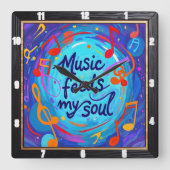 Muziek voedt mijn sol vierkante klok (Voorkant)