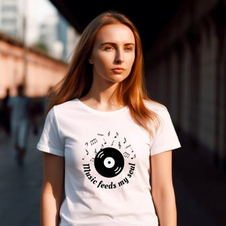 Muziek voedt mijn Soul Vinyl Album T-Shirt