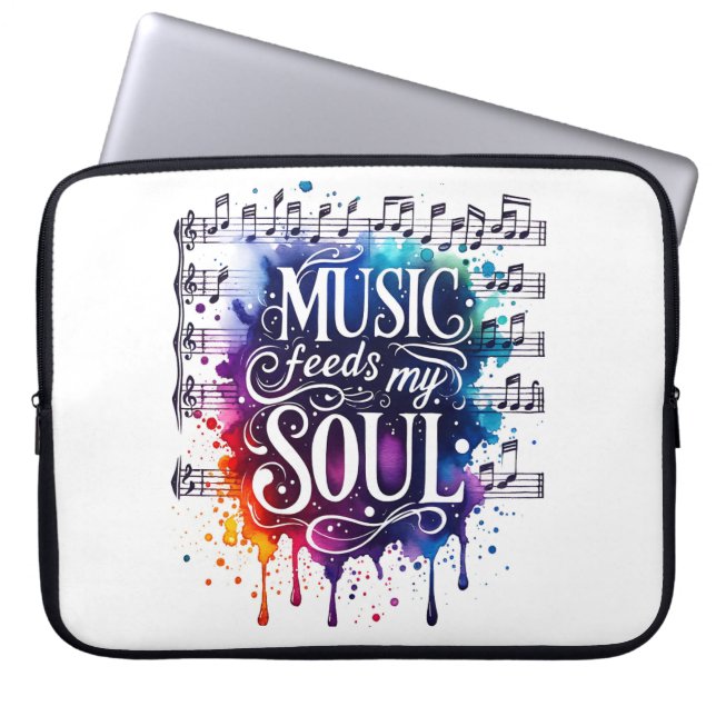 Muziek voedt mijn ziel laptop sleeve (Voorkant)