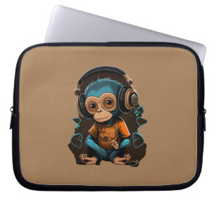 Muziek voor apensets in het luisteren, muziek onde laptop sleeve