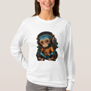 Muziek voor apensets in het luisteren, muziek onde t-shirt