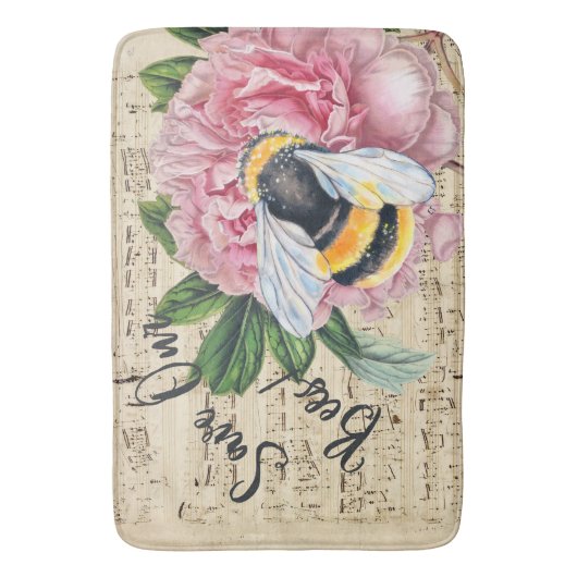 Muziek voor bijen roze pony badmat (Voorkant Verticaal)