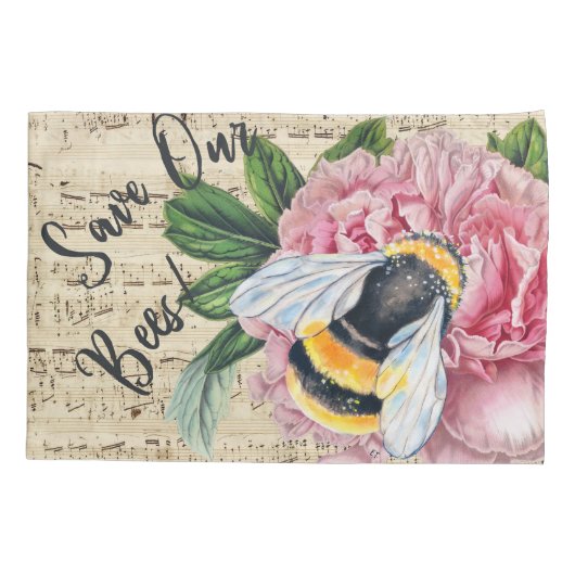 Muziek voor bijen roze pony kussensloop (Achterkant)