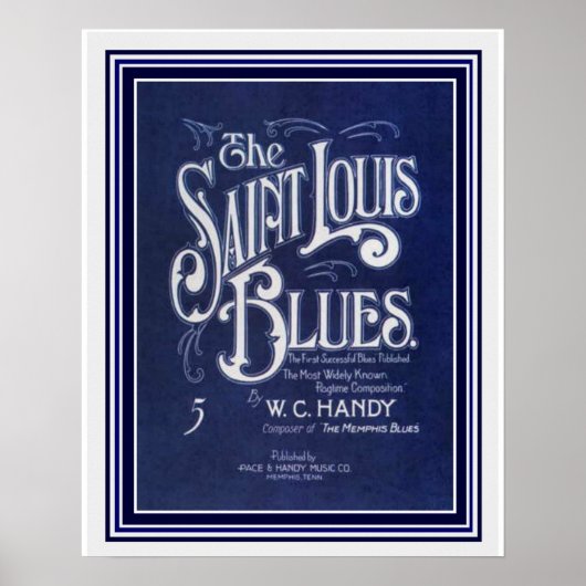 Muziek voor het St. Louis Blues — 16x20 afdrukken Poster (Voorkant)
