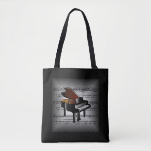 Muziek voor Piano ~ 3-D-vel ~ Pillow Grey/Black ~ Tote Bag
