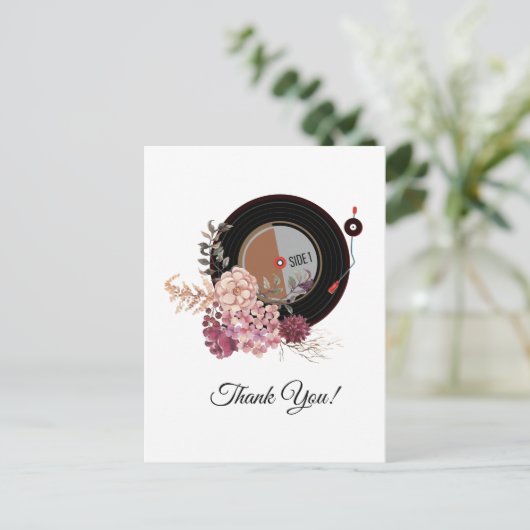 muziek voor volwassenen, vinylrecord bedankt kaart (Staand voorkant)