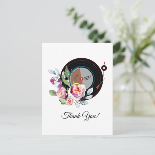 muziek voor volwassenen, vinylrecord bedankt kaart (Staand voorkant)