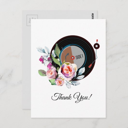 muziek voor volwassenen, vinylrecord bedankt kaart (Voorkant / Achterkant)