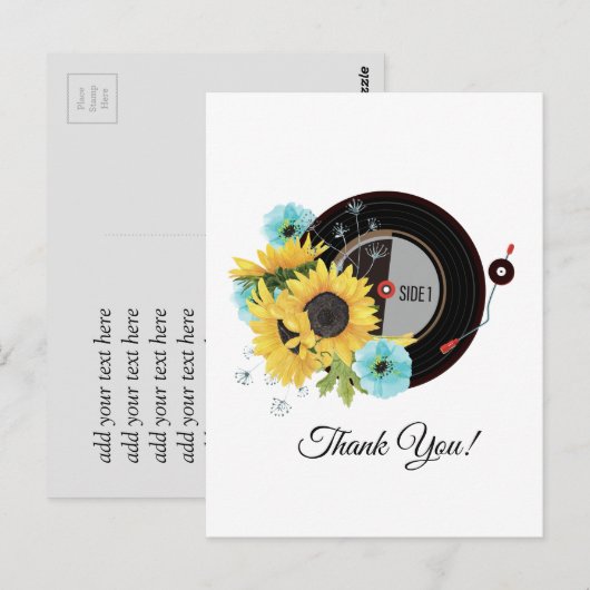 muziek voor volwassenen, vinylrecord bedankt kaart (Voorkant / Achterkant)