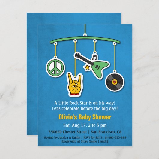 Muziek Vrede Gitaar Rock en Roll Baby Boy Shower Kaart (Voorkant / Achterkant)