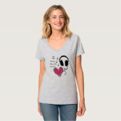 Muziek waar het hart hoofdtelefoon V-nekstuk T-shi T-shirt (Voorkant volledig)