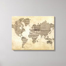 Muziek Wereldkaart Canvas Afdruk
