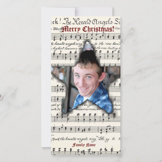 Muziek Westerne Sterren Foto Kerst Kaart (Voorkant)