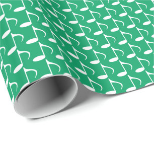 Muziek Witte Achtste Noten op Shamrock Groen Cadeaupapier