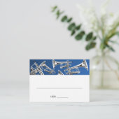 Muziek Zilveren Trompet Bar Mitswa Zittende Kaart Plaatskaartje (Staand voorkant)