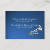 Muziek Zilveren Trompet Bar Mitswa Zittende Kaart Plaatskaartje (Achterkant)