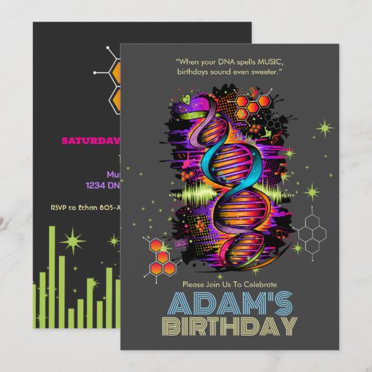 Muziek zit in je DNA-verjaardag Kaart (Voorkant / Achterkant)