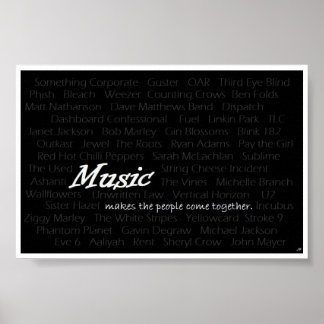 Muziek zorgt ervoor dat de mensen samenkomen poster