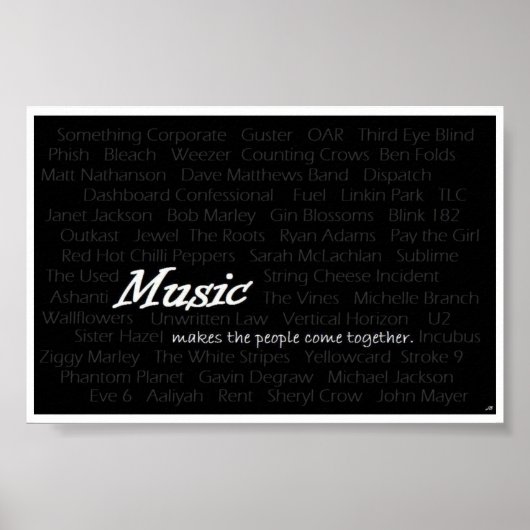 Muziek zorgt ervoor dat de mensen samenkomen poster (Voorkant)