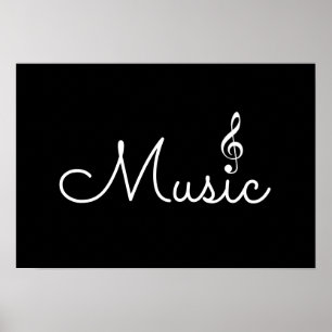 muziek, zwart poster