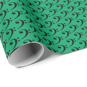 Muziek Zwarte Bassleutel op Shamrock Groen Cadeaupapier