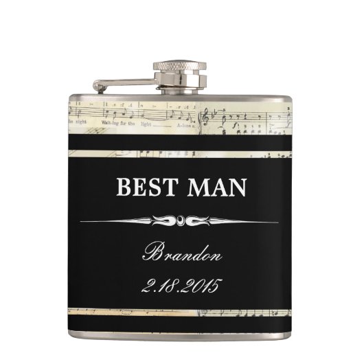  muziek zwarte BEST MAN Wedding Flask Heupfles (Voorkant)