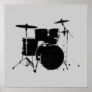 muziek, zwarte drums poster