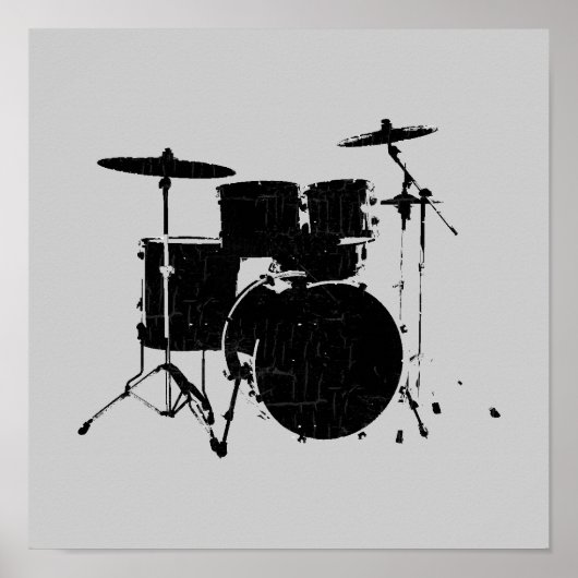 muziek, zwarte drums poster (Voorkant)