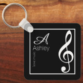 Muziek zwarte Sleutelhanger stijlvol monogrammed (Voorkant)