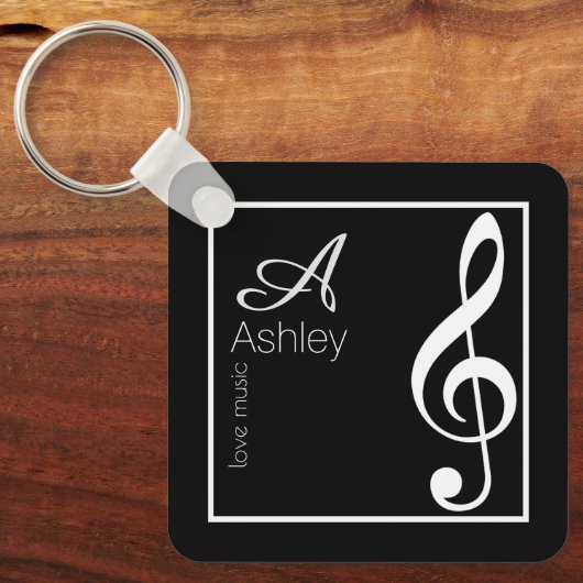 Muziek zwarte Sleutelhanger stijlvol monogrammed (Voorkant)