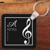 Muziek zwarte Sleutelhanger stijlvol monogrammed (Achterkant)