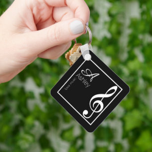 Muziek zwarte Sleutelhanger stijlvol monogrammed