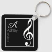 Muziek zwarte Sleutelhanger stijlvol monogrammed (Achterkant)
