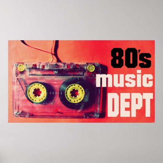 Muziekafdeling  retro-cassette poster 80s (Voorkant)