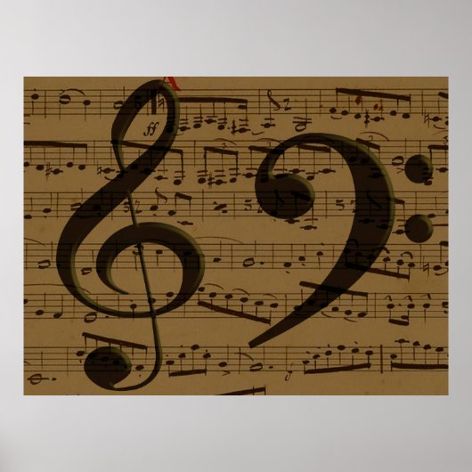 Muziekale Sleutelbladmuziek Klassiek  Poster (Voorkant)