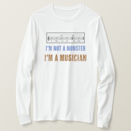 Muziekalfabetisme is iets dat ik graag eet Kittens T-shirt (Design voorkant)