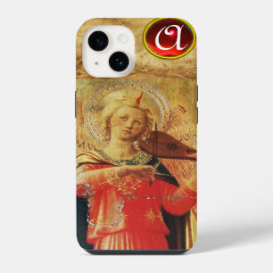 MUZIEKALISCHE ENGEL DIE VIOOL SPEELT IN ROOD,GOUD iPhone 14 HOESJE