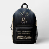 Muziekartiest Zwart en Tan Gitaar Rugzak (Voorkant)