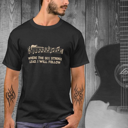 Muziekartiest Zwart en Tan Gitaar T-shirt