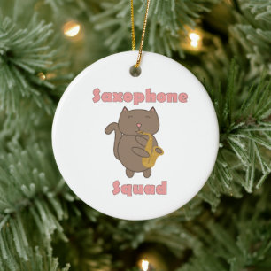 Muziekband Kitty Saxofoon Squad Personaliseer Keramisch Ornament