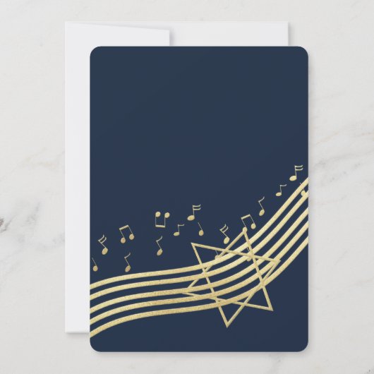 Muziekbar Mitswa blauw en goud met kleurveranderin Kaart (Achterkant)